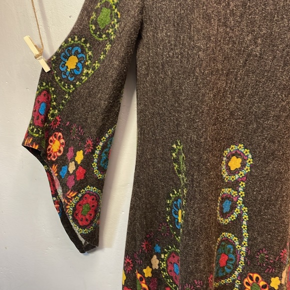 ARYEH Boho Hip Fanciful Long Flare Sleeved Colorful Sweater dress -M- #0029 - Picture 8 of 13